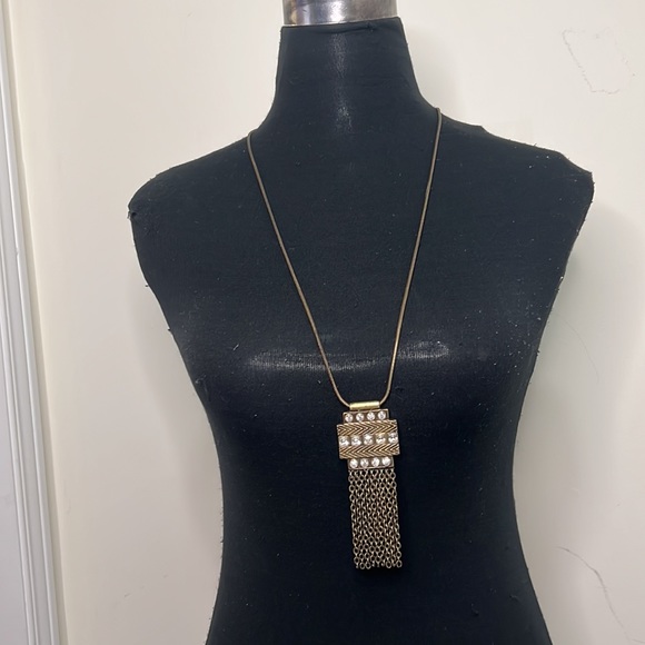 Lia Sophia Rare  Brass Drop Long Necklace - Picture 2 of 8